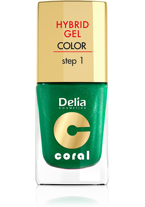 Delia - Coral Hybrid Gel - Hybrid Varnish without lamp 10 METAL GREEN 11ml 5901350458068