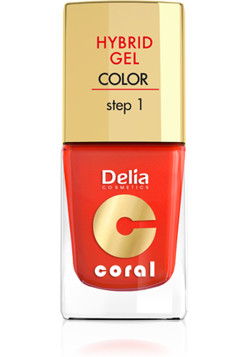 Delia - Coral Hybrid Gel - Hybrid Varnish without lamp 14 ORANGE RED 11ml 5901350458105