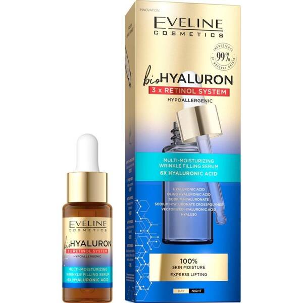 Eveline BioHyaluron 3x Retinol System Multi-Moisturizing Serum Filling Wrinkles 18ml  