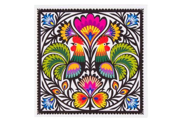 Folkstar -  PAPER NAPKINS – LOWICZ ROOSTERS PATTERN /15865/ 5901845114660