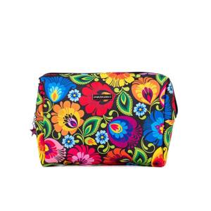 FOLKSTAR - 'CELINA' MEDIUM COSMETIC BAG - BLACK LOWICZ PATTERN /24675/ 5901845134477