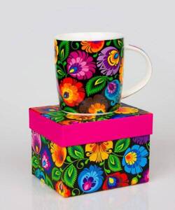 Folkstar - FOLK MUG "HANIA" in the decorative box BLACK LOWICZ PATTERN /13540/ 5901845105019