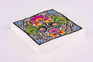 Folkstar -  PAPER NAPKINS – LOWICZ ROOSTERS PATTERN /15865/ 5901845114660